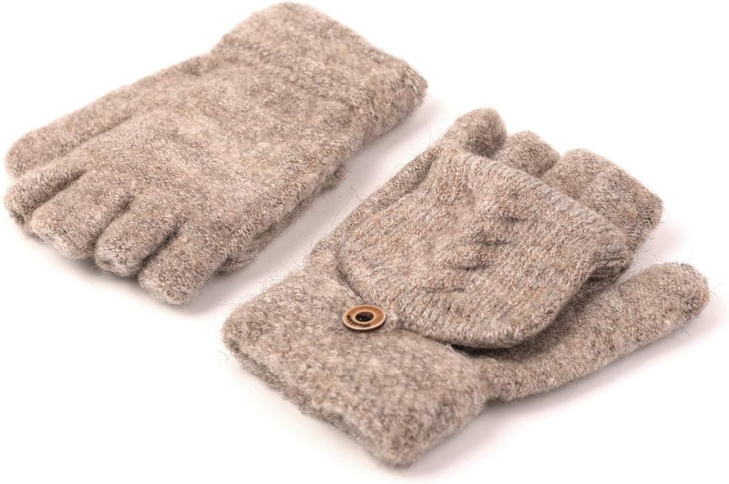 F Flammi Flammi Women's Warm Knitted Fingerless Gloves Convertible Mittens - Image 4